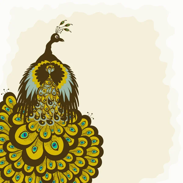 抽象的なカラフルな孔雀を持つカード — ストックベクタ