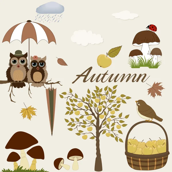 Set of autumn icons — Stock Vector