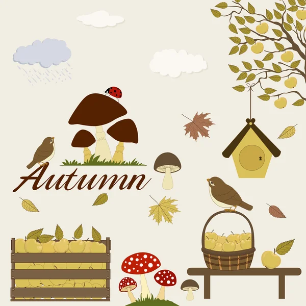 Set of autumn icons — Stock Vector