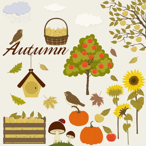 Set of autumn icons — Stock Vector