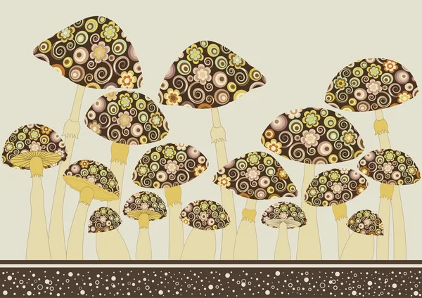 Zestaw grzybów kreskówkowych — Wektor stockowy