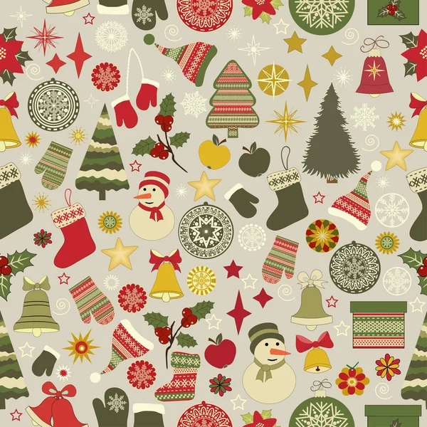 クリスマスの要素とシームレスなパターン — ストックベクタ