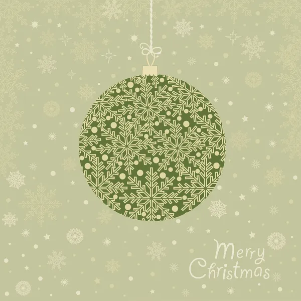 Carte de voeux avec boule de Noël ornementale — Image vectorielle
