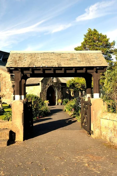 Herfst Zonlicht Lychgate — Stockfoto