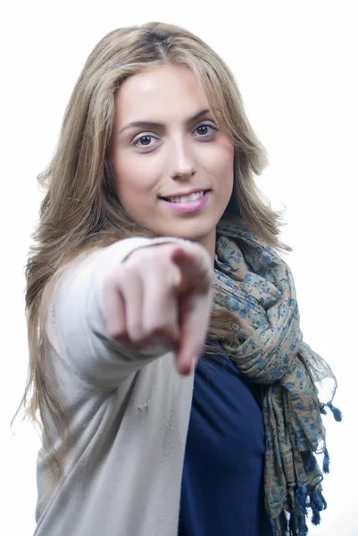 Uma foto de uma jovem mulher positiva — Fotografia de Stock