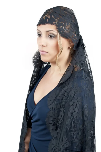 Woman wearing blanket — Stock Photo, Image
