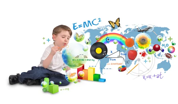 akıllı dahi çocuk scinec ve sanat kabarcıklar üfleme