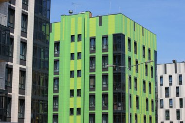 Innopolis, Rusya - 11 Haziran 2018: Kazan ilçesindeki It-Village 'da modern bina. Tataristan 'daki Innopolis şehri. Innopolis 'teki konut binaları.