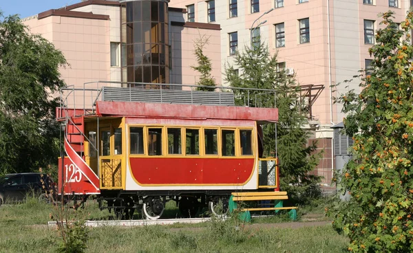 Kasaner Straße Sommer Tatarstan Russland Juli 2021V Retro Straßenbahn Ort — Stockfoto