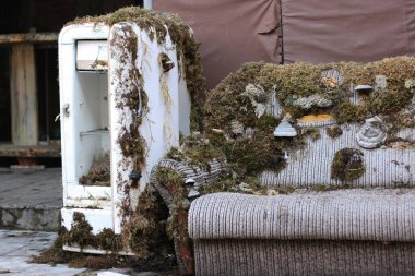 KAZAN, RUSSIA - 13 Temmuz 2021: Alafuzova 'daki Graffiti Müzesi. Sokak sanatı açık uzay müzesi