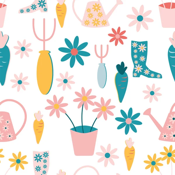 Seamless pattern gardening illustration — Stock Photo, Image