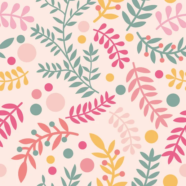 Twigs Dots Repeat Seamless Pattern Background Texture Light Beige Background — 스톡 벡터