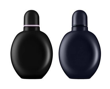 Siyah plastik şişe beyaz arka planda izole edilmiş. 3d illüstrasyon