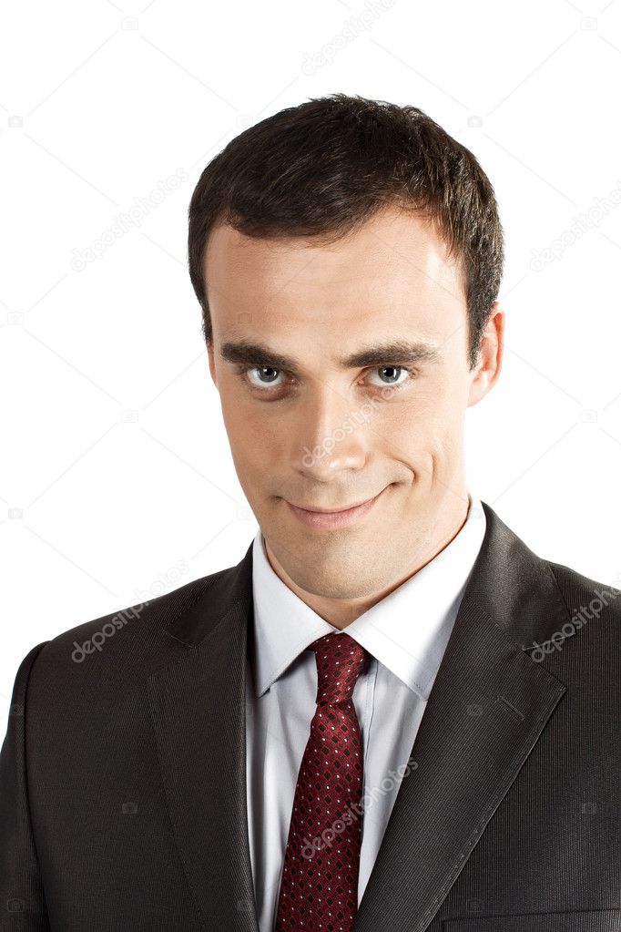 Closeup portrait of smiling young business man