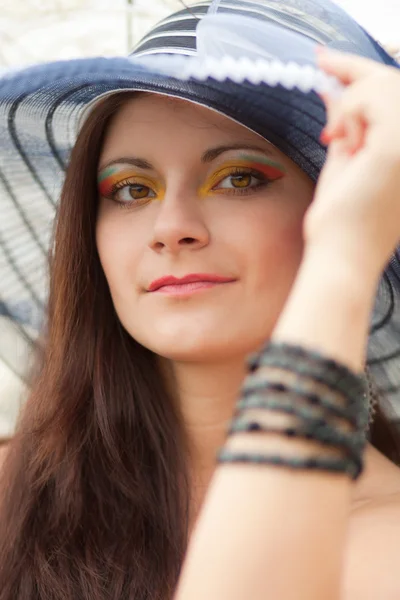 Young lady in hat — Stock Photo, Image