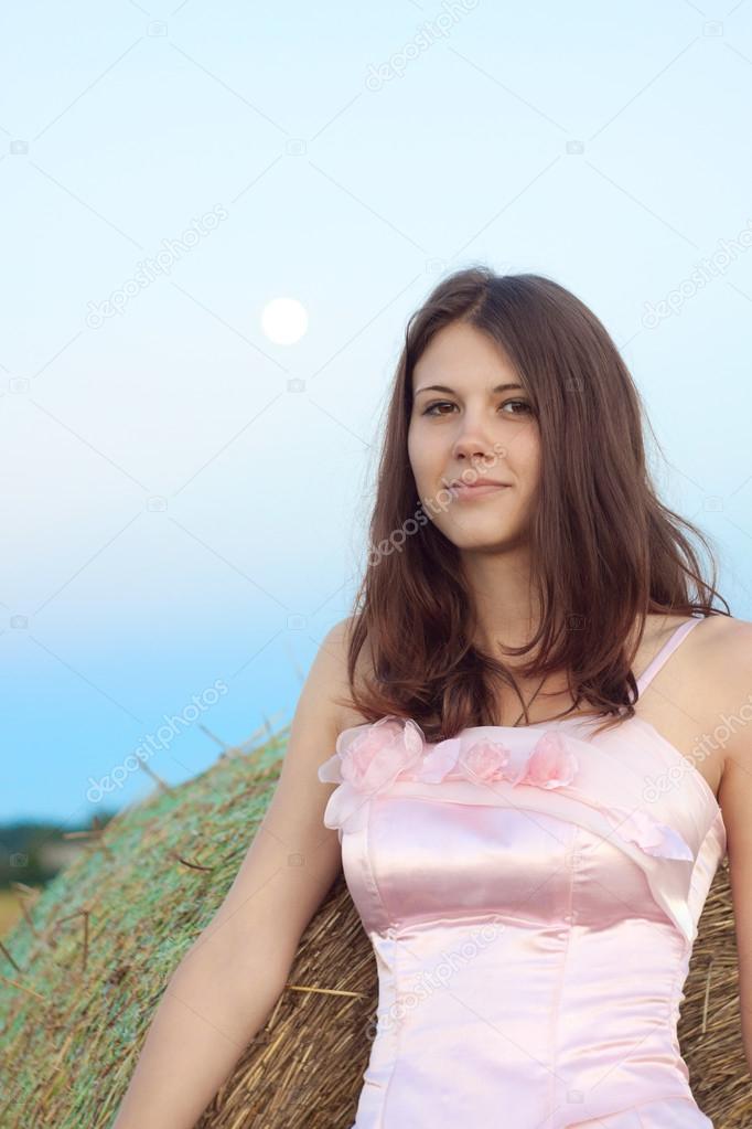 Beautiful bride at sunset