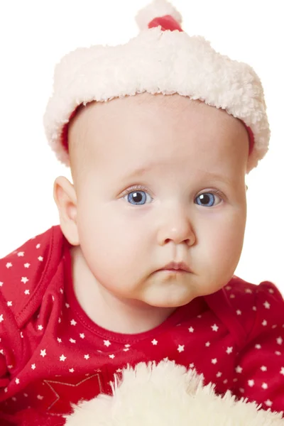 Schattige babymeisje in KERSTMUTS — Stockfoto
