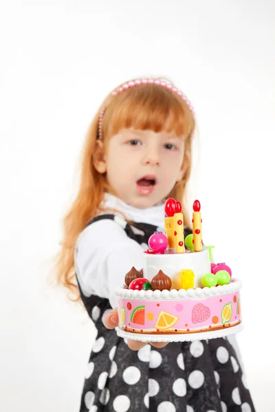 Beautiful girl with cake — Stock Photo, Image