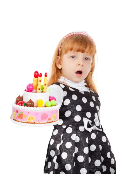 Beautiful girl with cake — Stock Photo, Image