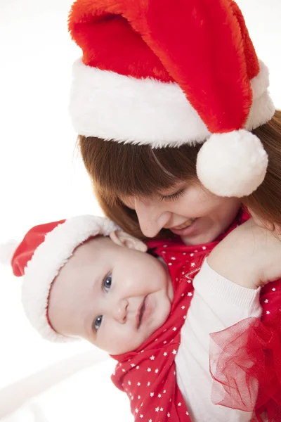 Mutter und Kind feiern Weihnachten — Stockfoto