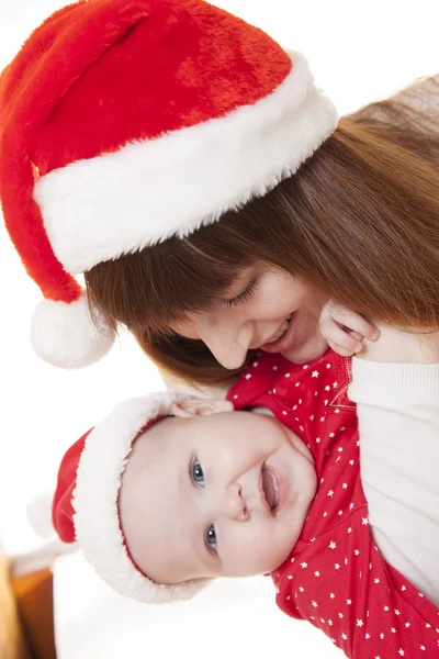 Mutter und Kind feiern Weihnachten — Stockfoto