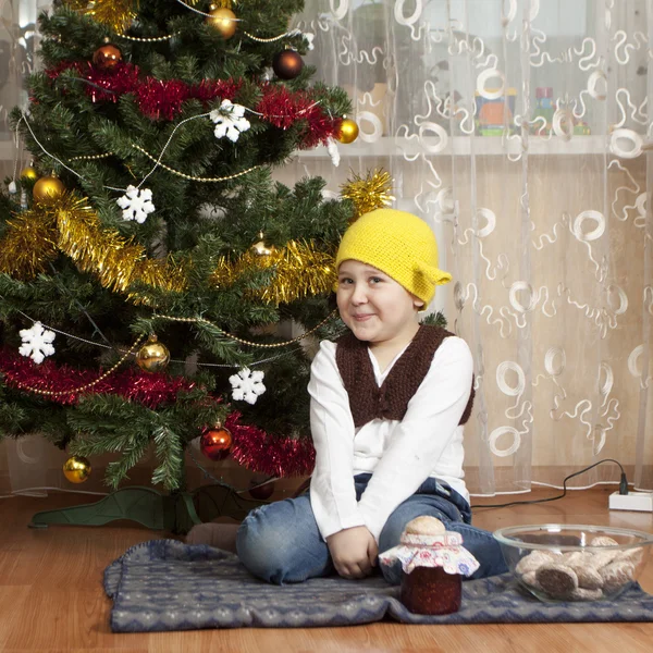 Funny boy with can of jam — Stock Photo, Image