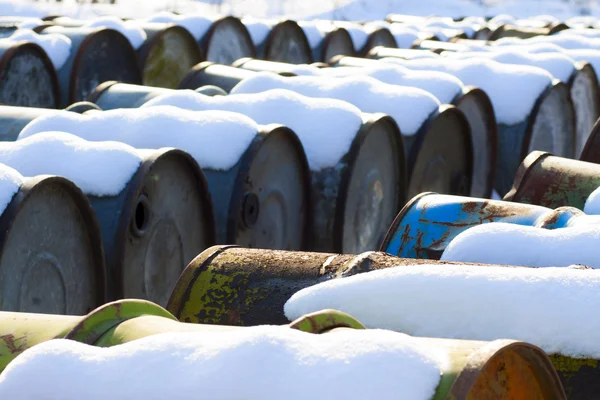 Old oil barrels — Stock Photo, Image