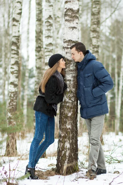 Happy Young Couple in Winter — Stock Photo, Image