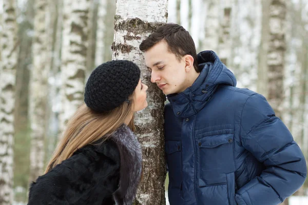 Boldog fiatal pár télen — Stock Fotó