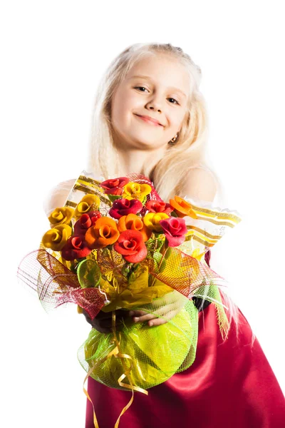 Beautiful girl with bouquet — Stock Photo, Image