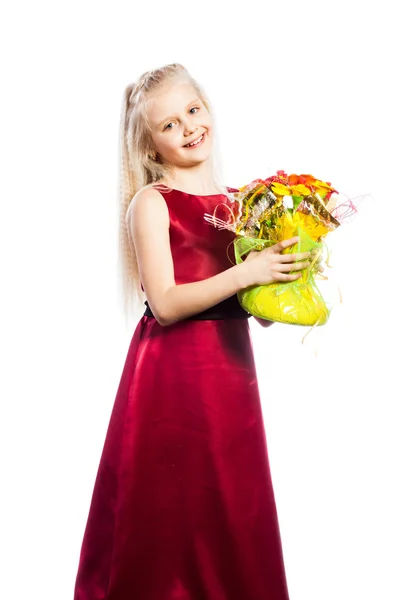 Beautiful girl with bouquet — Stock Photo, Image