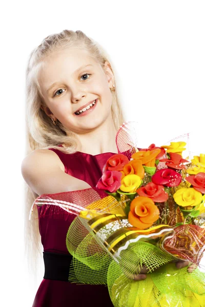 Krásná dívka s kyticí — Stock fotografie