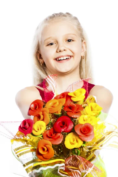 Beautiful girl with bouquet — Stock Photo, Image