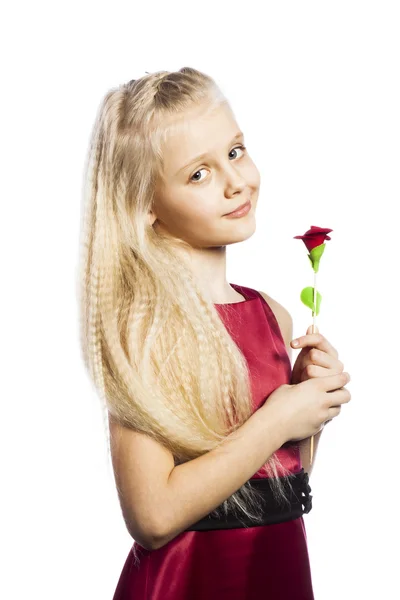 Beautiful blonde girl with rose — Stock Photo, Image