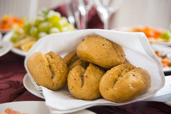 Fresh homemade bread rolls with sesam seeds — Stock Photo, Image