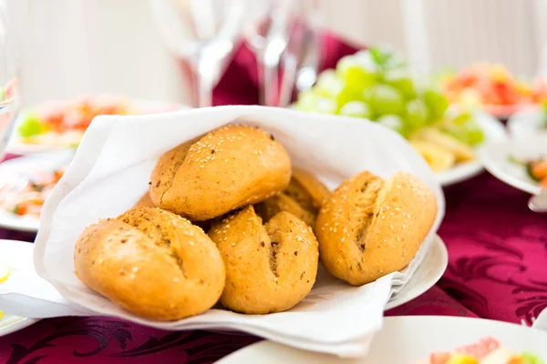 Fresh homemade bread rolls with sesam seeds — Stock Photo, Image