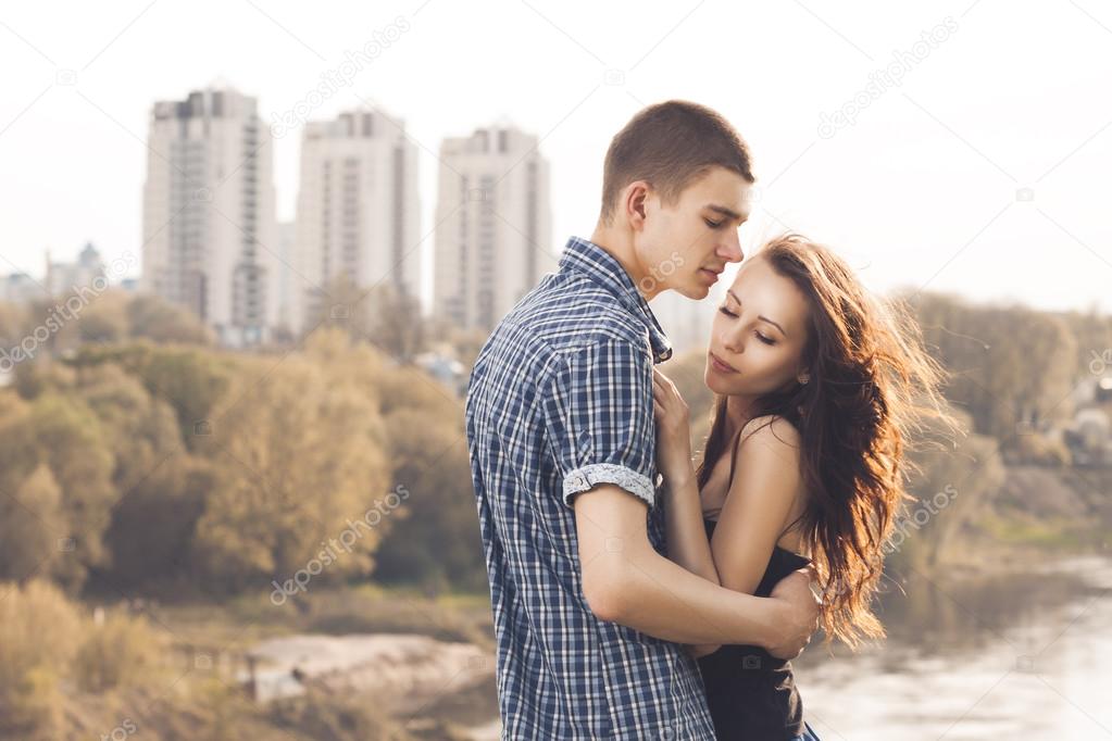 Beautiful young couple embracing