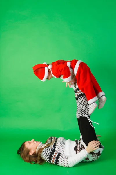 Father and son wearing Santa costume — Stock Photo, Image