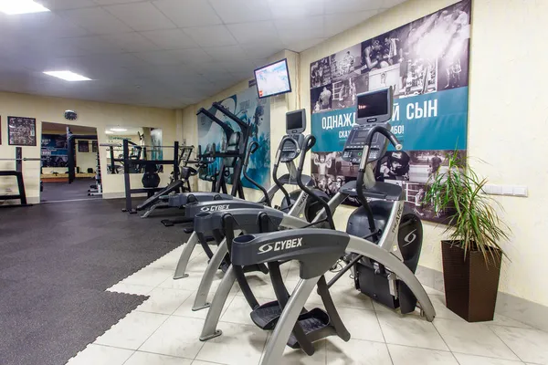 Grodno Belarus Ocak 2018 Fitness Kulübü Fitworld Spor Ekipmanlarıyla Mekanı — Stok fotoğraf