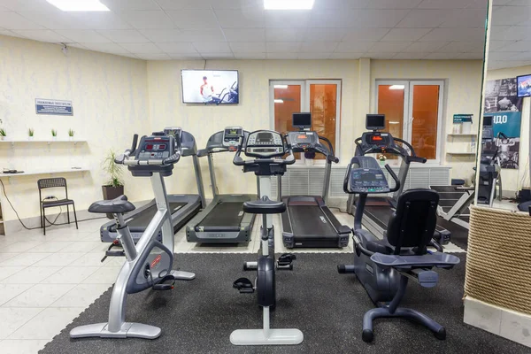 Grodno Belarus Ocak 2018 Fitness Kulübü Fitworld Spor Ekipmanlarıyla Mekanı — Stok fotoğraf