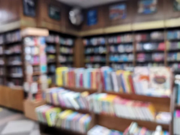 Abstract Blur Front Book Store Defocused Background Usage Stack Book — Stock Photo, Image