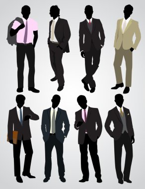 Eight businessman silhouettes