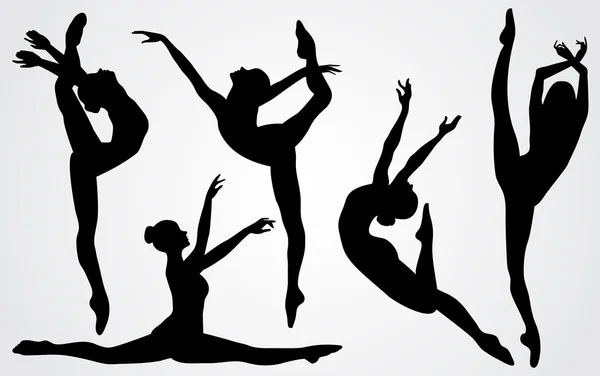 Silhouettes noires d'une ballerine — Image vectorielle