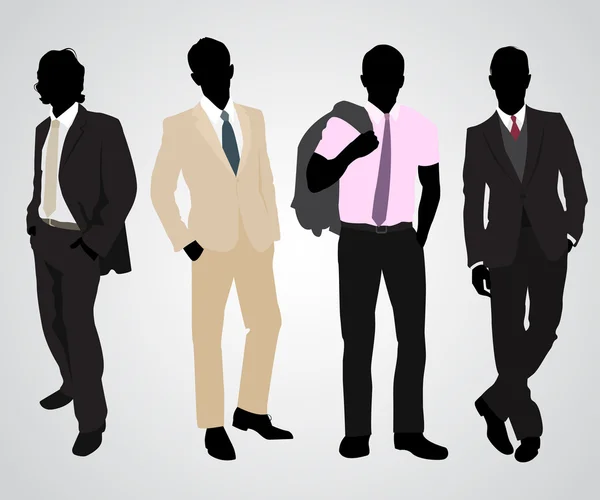 Four businessman silhouettes — Stock Vector