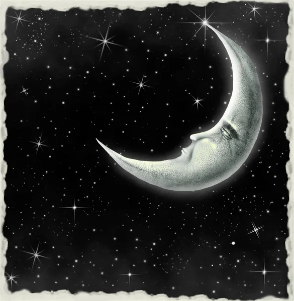 Llustration of a night sky with fantastic moon — Stock Photo, Image