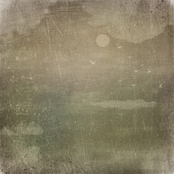 Måsarna flyger framför månen och moln på natten. — Stockfoto