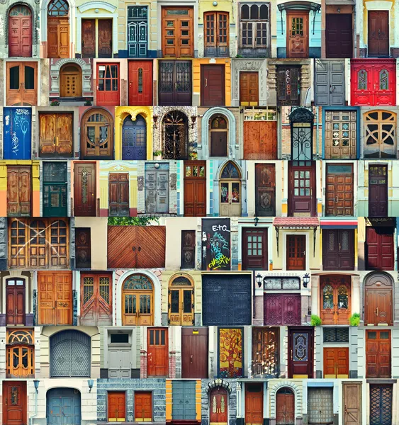 Collage von Kiewer Haustüren, Ukraine — Stockfoto
