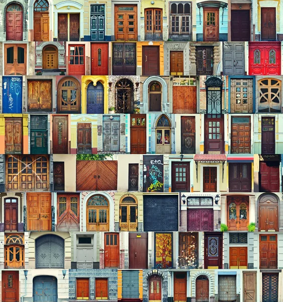 Collage de puertas delanteras de Kiev, Ucrania —  Fotos de Stock