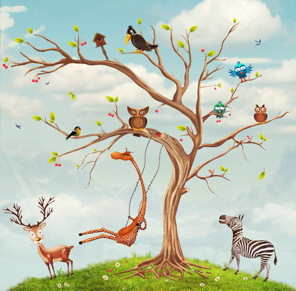 Tree with animals