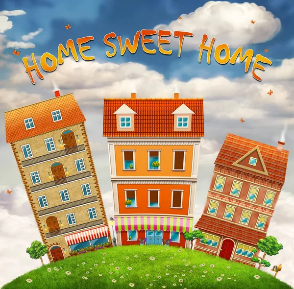 Homes and the field — Stock Photo, Image